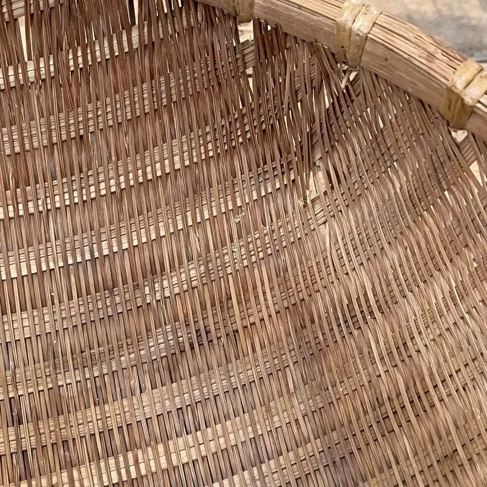 Vintage Hand Woven Sieve Woven Split Bamboo Winnowing Round Basket Tray 14